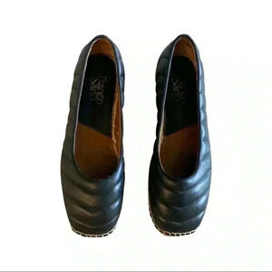 Franco Sarto Kiya Black Leather Quilted Slip On Size 8